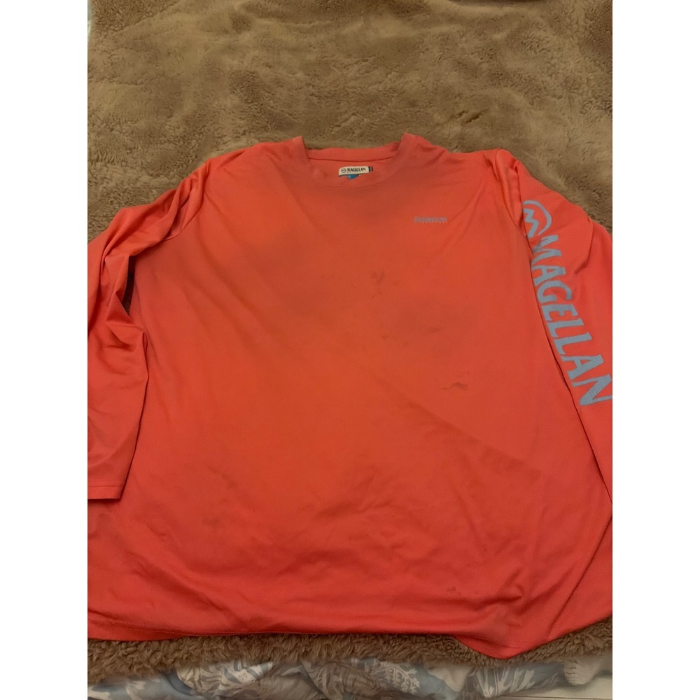 Magellan Outdoors Fish Gear Mens 4XL Orange Long Sleeve Fishing Shirt